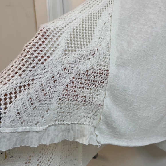 BSB White Long Sleeve Boho Crochet Panel Blouse, Size M - Picture 6 of 9